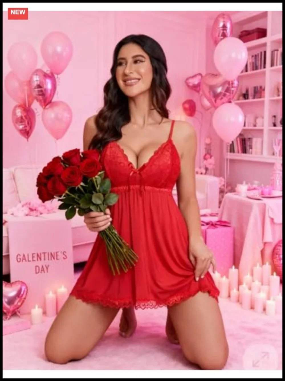 Sexy Lace Chemise Nightgown Babydoll V-neck Adjustable Straps